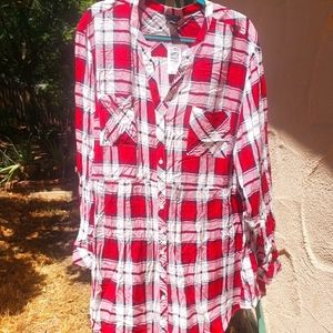 Torrid Plaid Long Sleeve Top, Size 5